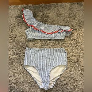 J. Crew || Seersucker Bikini - red, white, blue. SIZE M